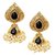 Kriaa by JewelMaze Black Austrian Stone Pearl Gold Plated Jhumki Earrings-AAA1216