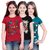 Round Neck Cotton hosiery Multicolour T-shirt For Girls (Set of-3)