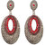 Urthn By Jewelmaze Red Austrian Stone Silver Plated Oval Dangler Earrings-a 