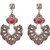 Urthn By Jewelmaze Red Austrian Stone Silver Plated Floral Dangler Earrings 