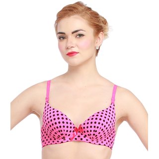 Buy Glus (769) Ladyfab Binny Polka Push Up Underwire Bra , Color - Magenta,  Size-36A Online @ ₹399 from ShopClues