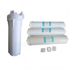 Xisom RO 10''inche Pre-Filter bowel+ 3 GE Flow Inline Water Filter (2 Carbon + 1 Sediment)