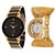 IIK Gold Balck With Zullo Gold Analog Cupple Watch For MEn And Women
