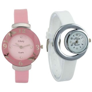 Glory Pink And White Multi color Wrist Watch For Women