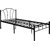 FurnitureKraft 2181 Single Size Bed (Glossy Finish, Black)