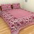 Craftszilla Pink Print Cotton Double Bedsheet With 2 Pillow Covers