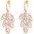 Jazz Jewellery Rose Gold Plated Leaf Shape White Cubic Zirconium Earrings For Women and Girls