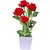 Ahana Creations Red Rose Artificial Flower With Pot (14 Inch, Pack Of 1)
