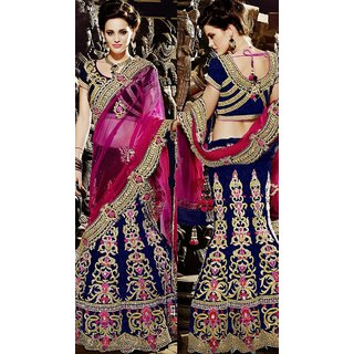 blue and pink lehenga bridal