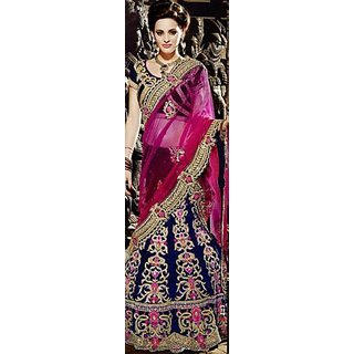 blue and pink lehenga bridal