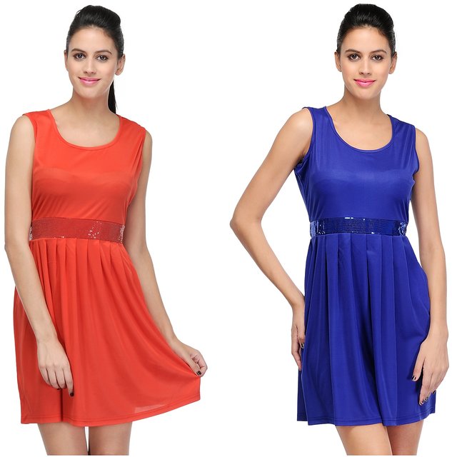 Buy Black And Blue Short Dress Combo Of 2 Online 1600 from