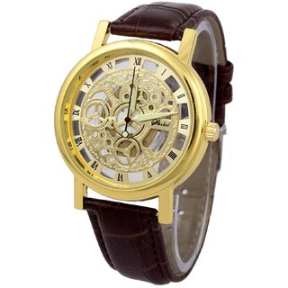 Buy Luxury Analog Brown Belt Gold Dial Sports Men s Watch Online 219 from ShopClues