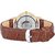 Luxury Analog Brown Belt Gold Dial Sports Men's Watch