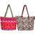 Indistar Women Handmade Tote Bag Combo Offer (1 Self Design Jacquard and 1 Canvas  Printed) (Pack of-2)
