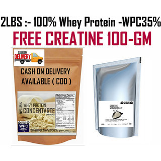2Lbs-100% Whey Protein Concentrate Instantized WPC35%- FREE CREATINE 100GM 300RS