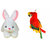 Deals India character Rabbit soft toy and  musical parrot (25 cm) combo