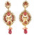 Kriaa by JewelMaze Red Austrian And Pota Stone Gold Plated Dangle Earrings-AAA0093