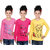 IndiWeaves Girls Cotton Full Sleeve Printed T-Shirt (Pack of 3)Multicolor
