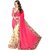 CRAZYDDEAL Pink Georgette Embroidered Saree With Blouse