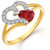Vidhi Jewels Gold Plated Valentine Heart Shaped Brass Finger Ring for Women [VFR214G]