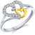 Vidhi Jewels Rhodium Plated Double Heart Brass Finger Ring for Women [VFR325R]
