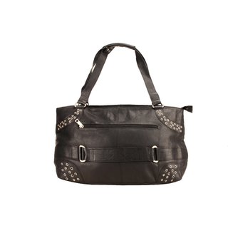 Deeya Black Genuine Leather Ladies Handbag