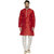 irin Designer Ethnic Blended Silk Red Solid Kurta And White Churidar For Men