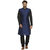 irin Designer Ethnic Blended Silk Blue and Black Indo-Western Sherwani For Men