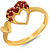 Mahi With Swarovaski Crystals Red Double Heart Gold Plated Valentine Love R 