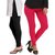 Stylobby Black and Hot Pink Viscose pack of 2 Leggings