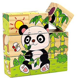 Buy iPuzzle Animals Wood Cube Puzzle 6 Puzzles in 1 for Toddlers Kids ...