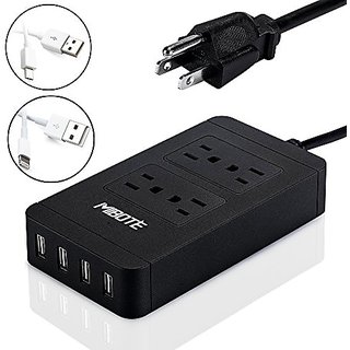 power usb strip outlet 6ft surge protector cord charger port smart 240v 2500w transformers bank computer travel tv shopclues
