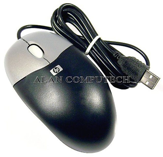 HP Silver/Carbon USB Wired Optical 3 Button Scroll Wheel Mouse Compatible Part Numbers 265986-003,390938-001 M-UAE96