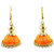 Orange small size silk thread jhumki earrings by Go Glamour