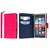 MPERO Nokia Lumia 730 / 735 Wallet Case, [Flex Flip] Cover with Card Slots and Wrist Strap (Hot Pink / Navy)