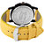 Gravity Round Dial Yellow Leather Strap Quartz Watch for Men