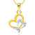 VK Jewels Heart With Heart  Gold and Rhodium Plated Alloy Pendant for Women & Girls - P2133G [VKP2133G]