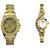 Paidu SilverGold  And Glory Diamond Golden Analog Couple Analog Watches For Men And Women