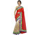 florence clothing company Beige & Red Chiffon Embroidered Saree With Blouse