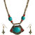 Beadside by JewelMaze Blue Beads Antique Gold Necklace Set-FAA0097