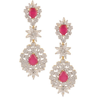 Nitals Jewellery Ad Studded Long Earrings With Red Ruby Stone Nitals Jewellery Ad Studded Long Earrings With Red Ruby Stone