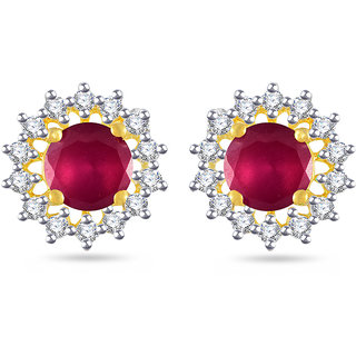 Vk Jewels Red Stone Gold And Rhodium Plated Alloy Stud Earrings Vk Jewels Red Stone Gold And Rhodium Plated Alloy Stud Earrings For Women S