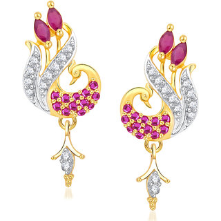 Vk Jewels Red Stones Pea Gold And Rhodium Plated Alloy Drop Vk Jewels Red Stones Pea Gold And Rhodium Plated Alloy Drop Earrings For Women S
