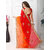 CRAZYDDEAL Red  Orange Georgette Embroidered Saree With Blouse