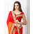 CRAZYDDEAL Red  Orange Georgette Embroidered Saree With Blouse