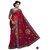 Vistaar Creation Red Cotton Self Design Saree With Blouse