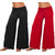 Ashish Fabrics Red,Black Plain Palazzo For Women (Pack Of 2)