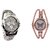 Rosra Silver Men and Round Dial Butterfly Coper Chain Women Couple Watches for Men and Women