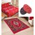 SNS COMBO OF QUILTED CARPET WITH RED DOUBLE BED SHEET  2 DOOR MATS