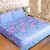 SNS COMBO OF QUILTED CARPET WITH BLUE FLORLAL DOUBLE BED SHEET  2 DOOR MATS